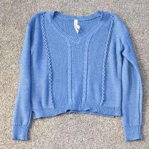 Women's Blue V-Neck Sweater